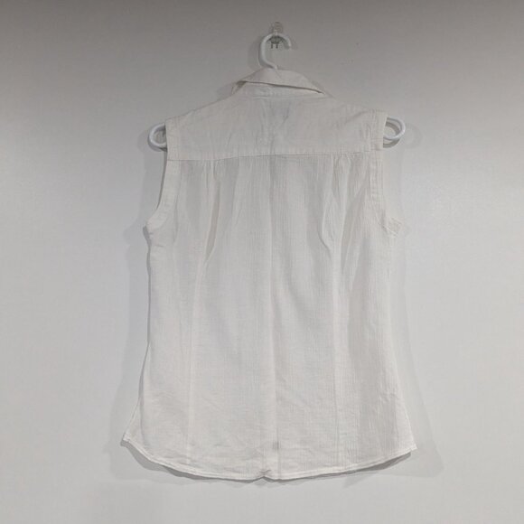 Patagonia Sleeveless Crinkle Blouse Cream White Size 4 - Picture 3 of 7